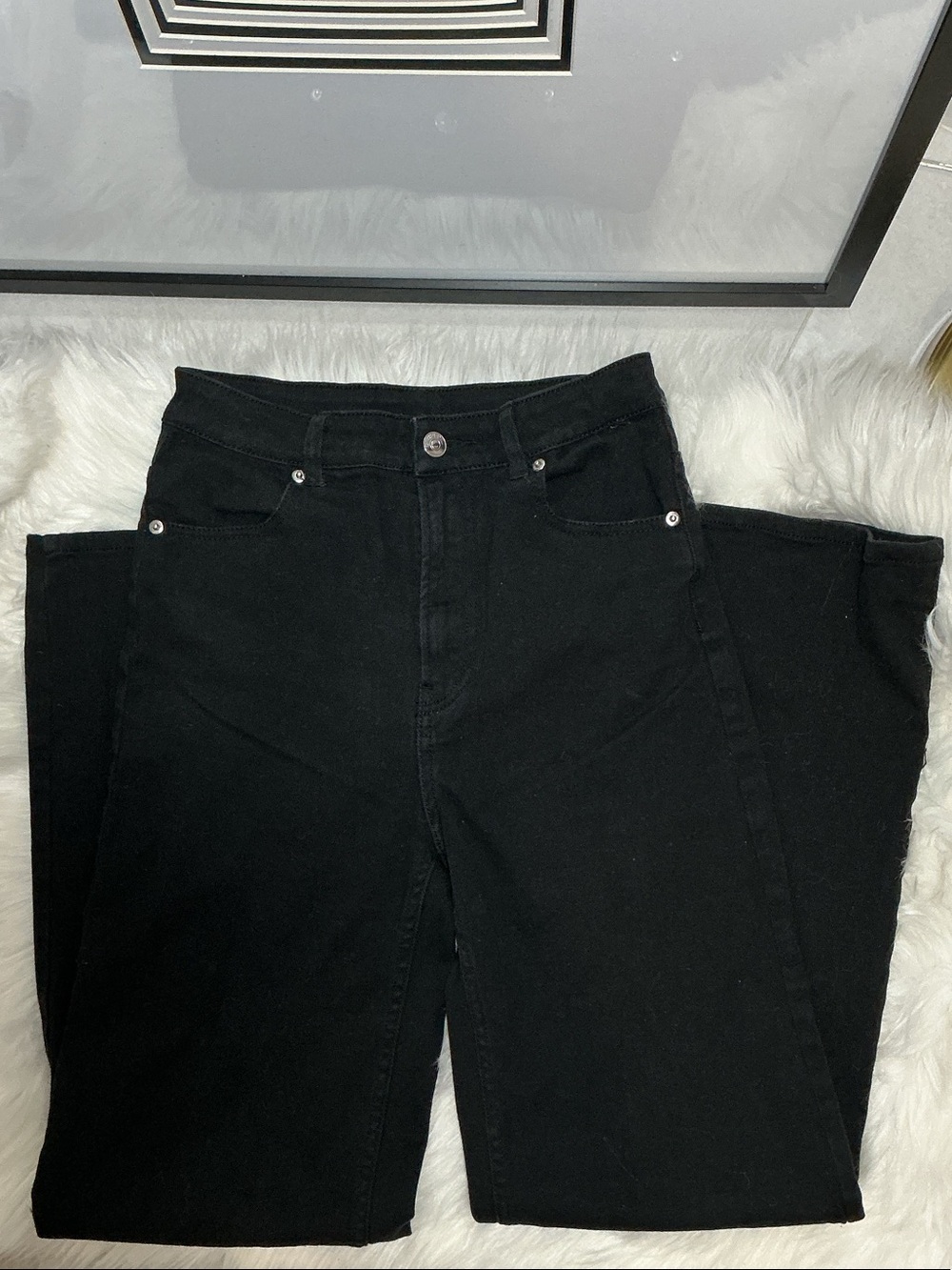 H&M Black Flare Wide-Leg Women's Black Jeans size 4